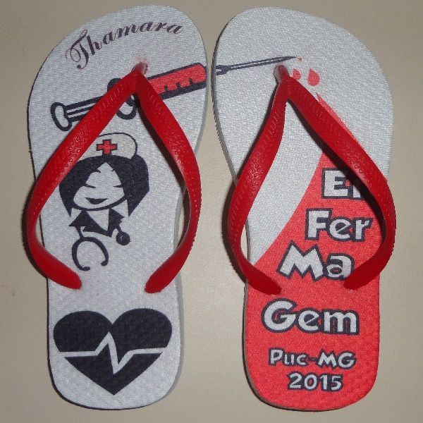 Chinelos personalizados para formatura de Enfermagem modelo 1